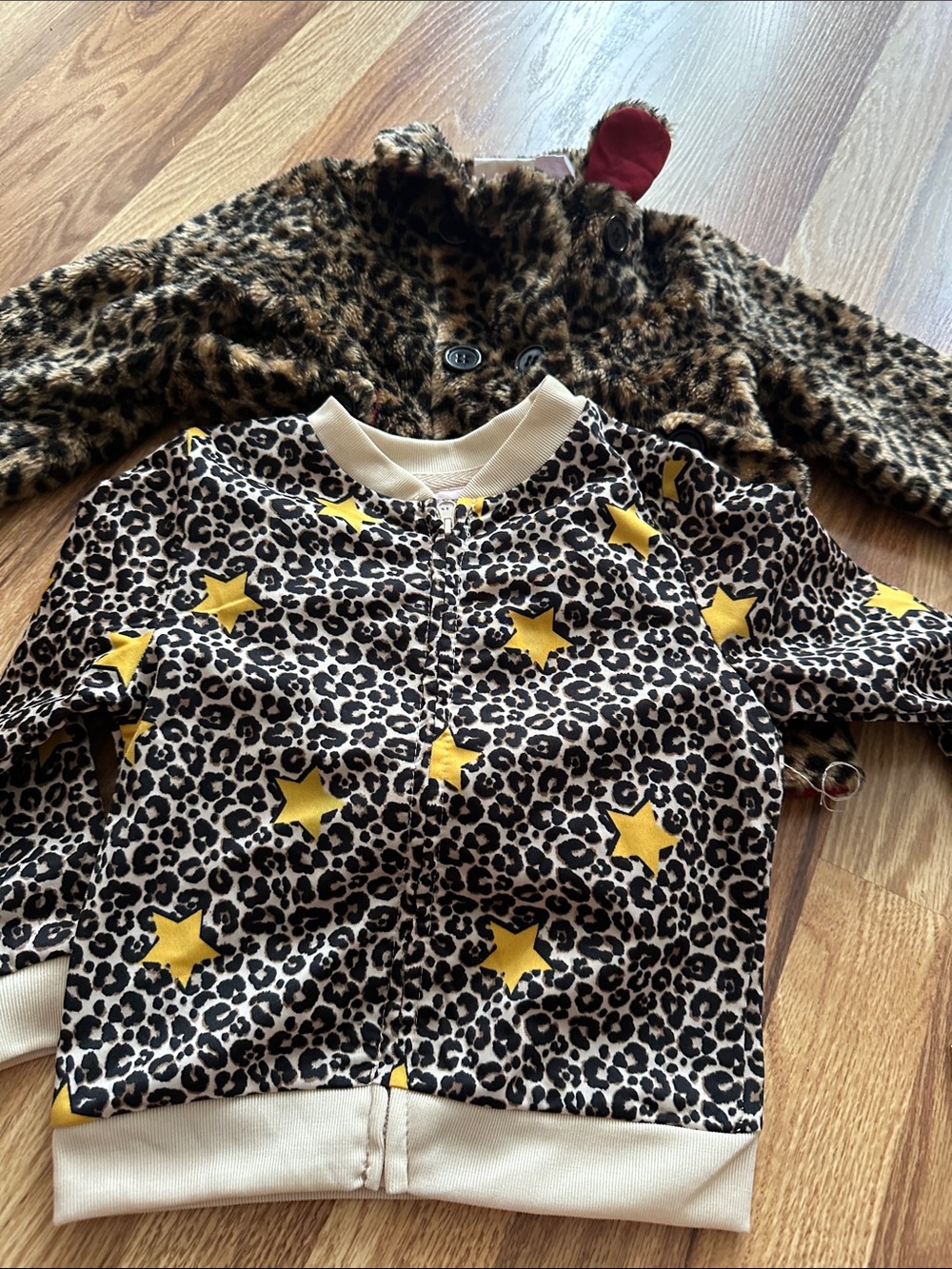 Kids Faux Fur Leopard Print & Jacket with Yellow Stars